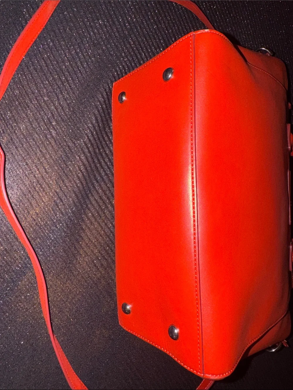 Orange Vegan Leather Tote Handbag -